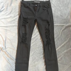 Black distressed jeans/leggings